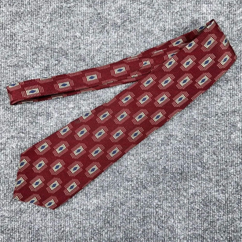 Countess Mara Neck Tie Mens Red Blue‎ Geometric Silk Art Deco USA Vintage